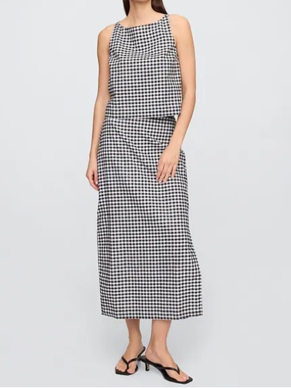 GAP Linen Gingham Midi Slip Skirt XL